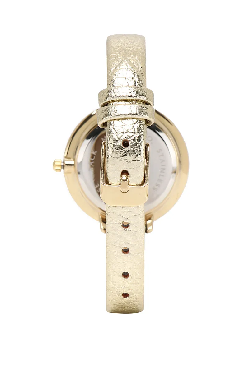 Olivia Rose Gold Leather Strap Watch (Champagne)