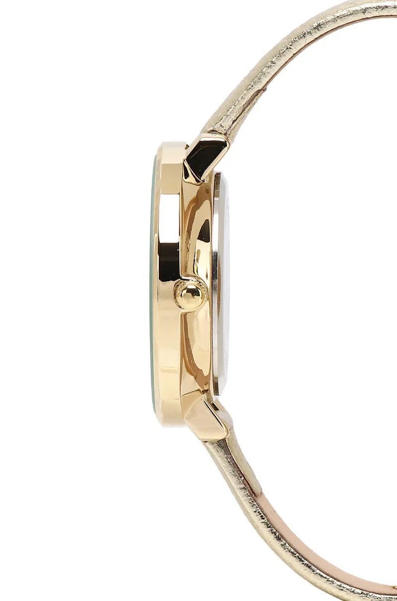 Olivia Rose Gold Leather Strap Watch (Champagne)