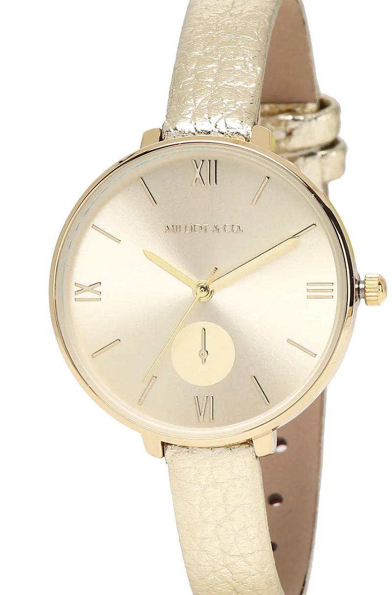 Olivia Rose Gold Leather Strap Watch (Champagne)