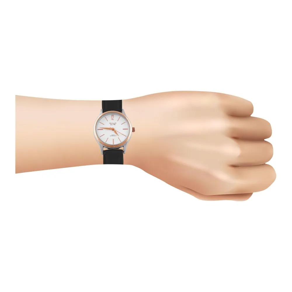 Omax Women's Rose Gold Round Dial With Plain Strap Analog Watch, 00PR0008NB03