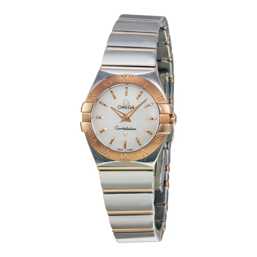 Omega Constellation White Mother of Pearl Dial Stainless Steel and 18kt Rose Gold Ladies Watch 12320246005003 123.20.24.60.05.003