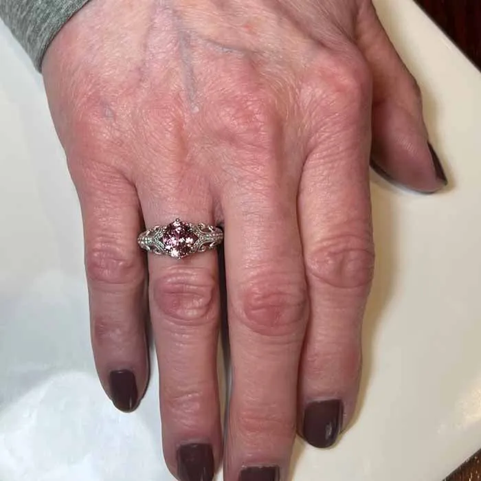 ON HOLD FOR LUIS: 14K White Gold Mahenge Malaya Garnet and Diamond Ring  2.58 Carats