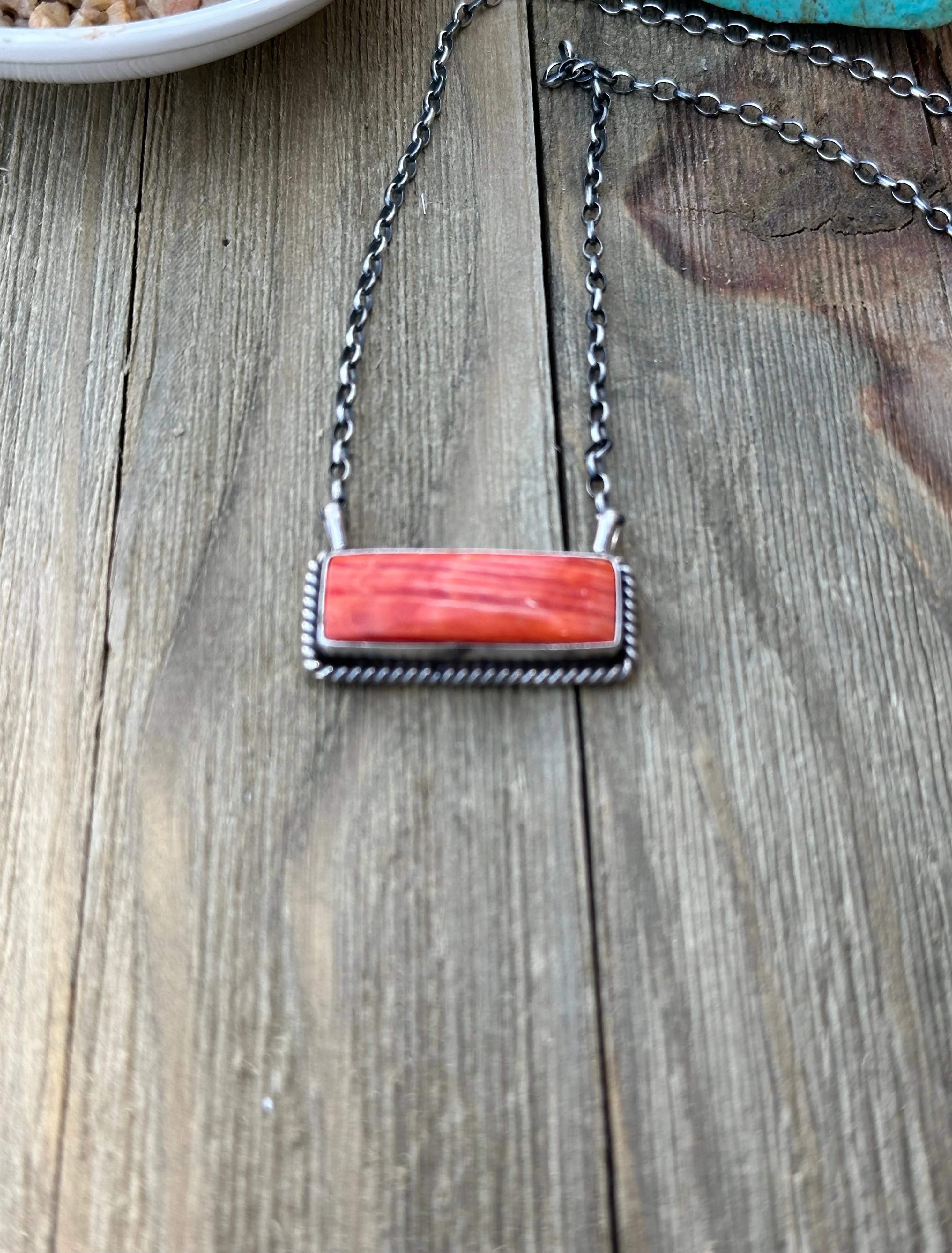 Orange Spiny Bar Necklace