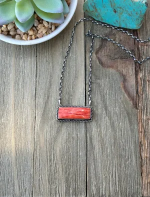 Orange Spiny Bar Necklace