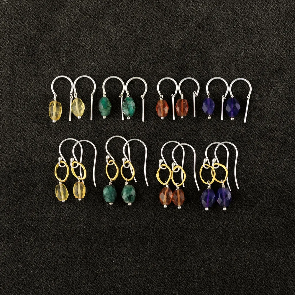 Orbit Earrings in Natural Emerald