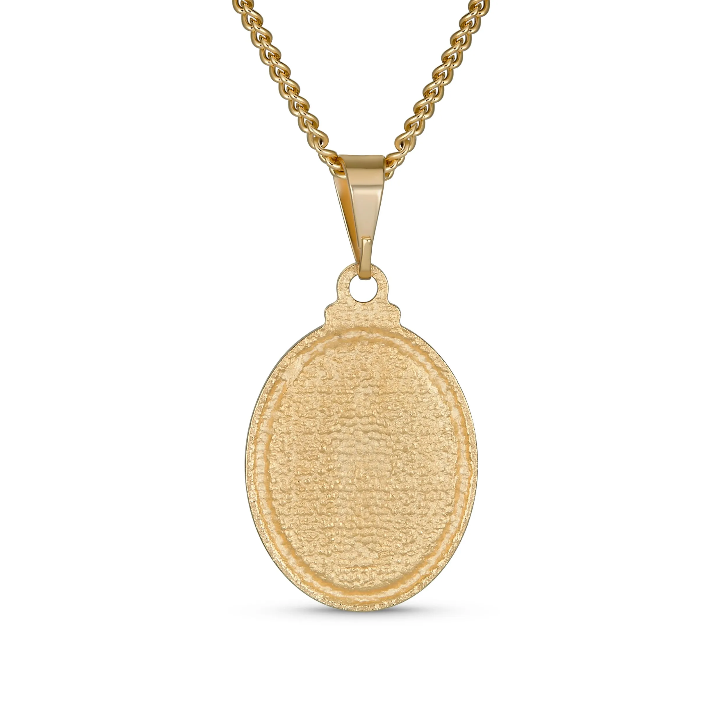 Our Lady Of Guadalupe Virgin Mary Oval Medallion Pendant Necklace Gold Plated