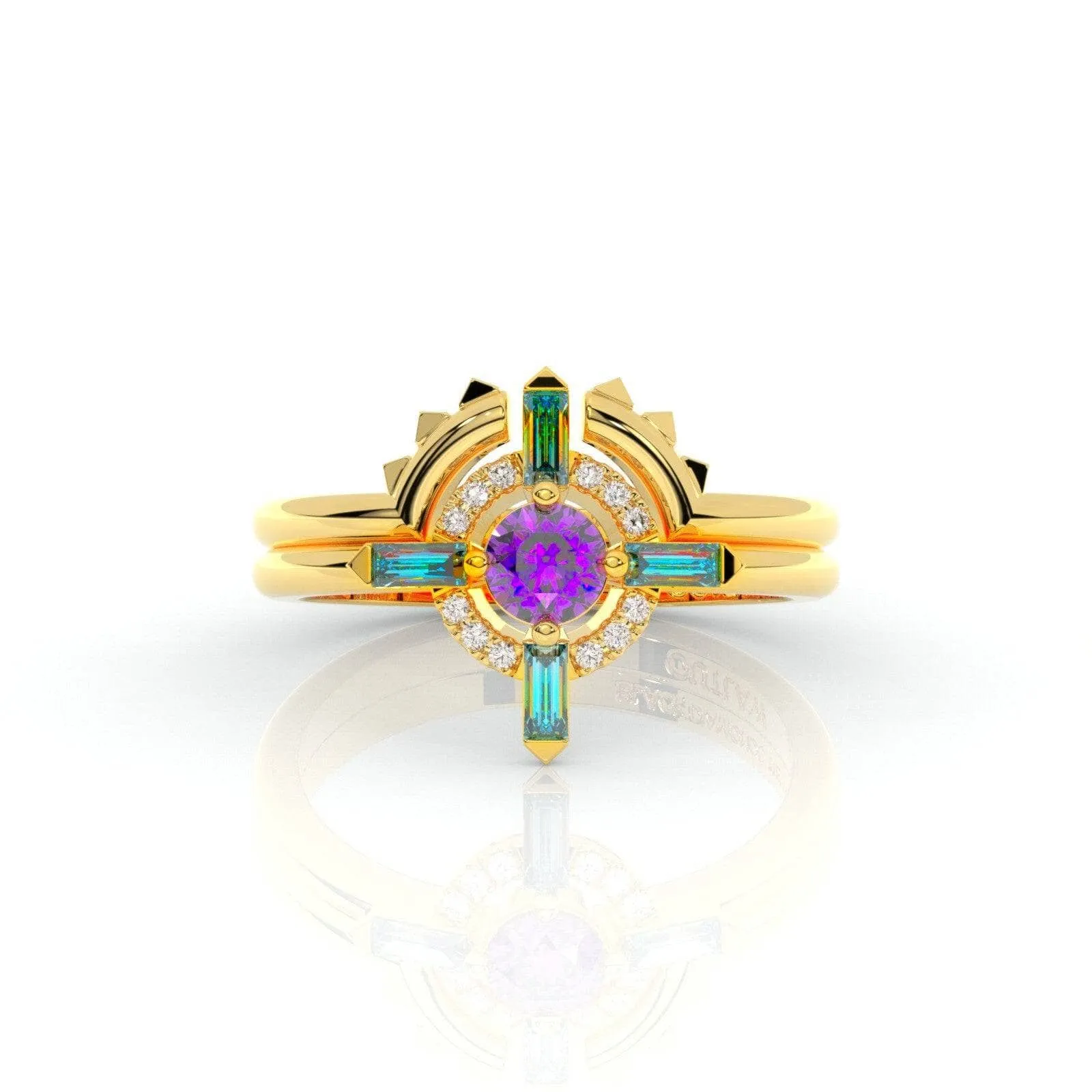 Outlaw's Ring Set- 14k Yellow Gold Video Game Inspired Rings