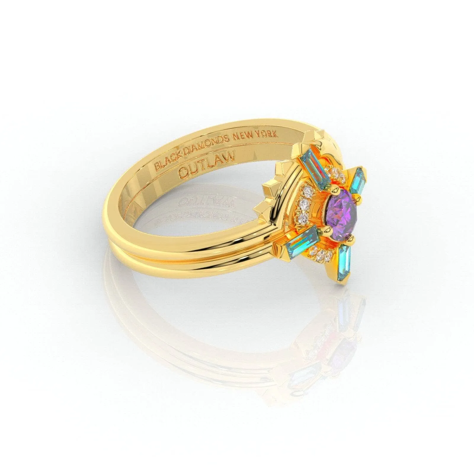 Outlaw's Ring Set- 14k Yellow Gold Video Game Inspired Rings