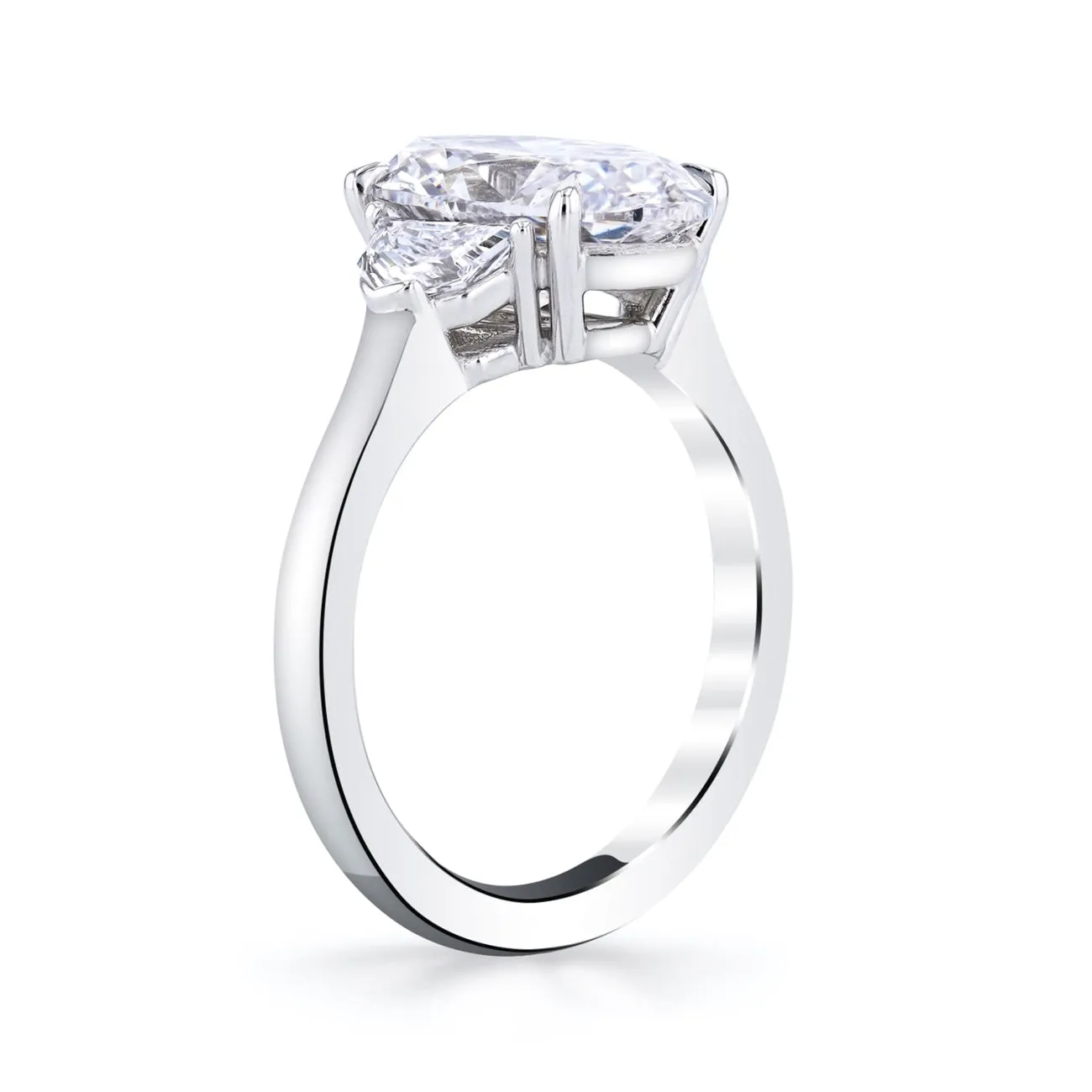 Oval Cut 3.47 ct Platinum Three Stone Diamond Engagement Ring (Pre-Order)