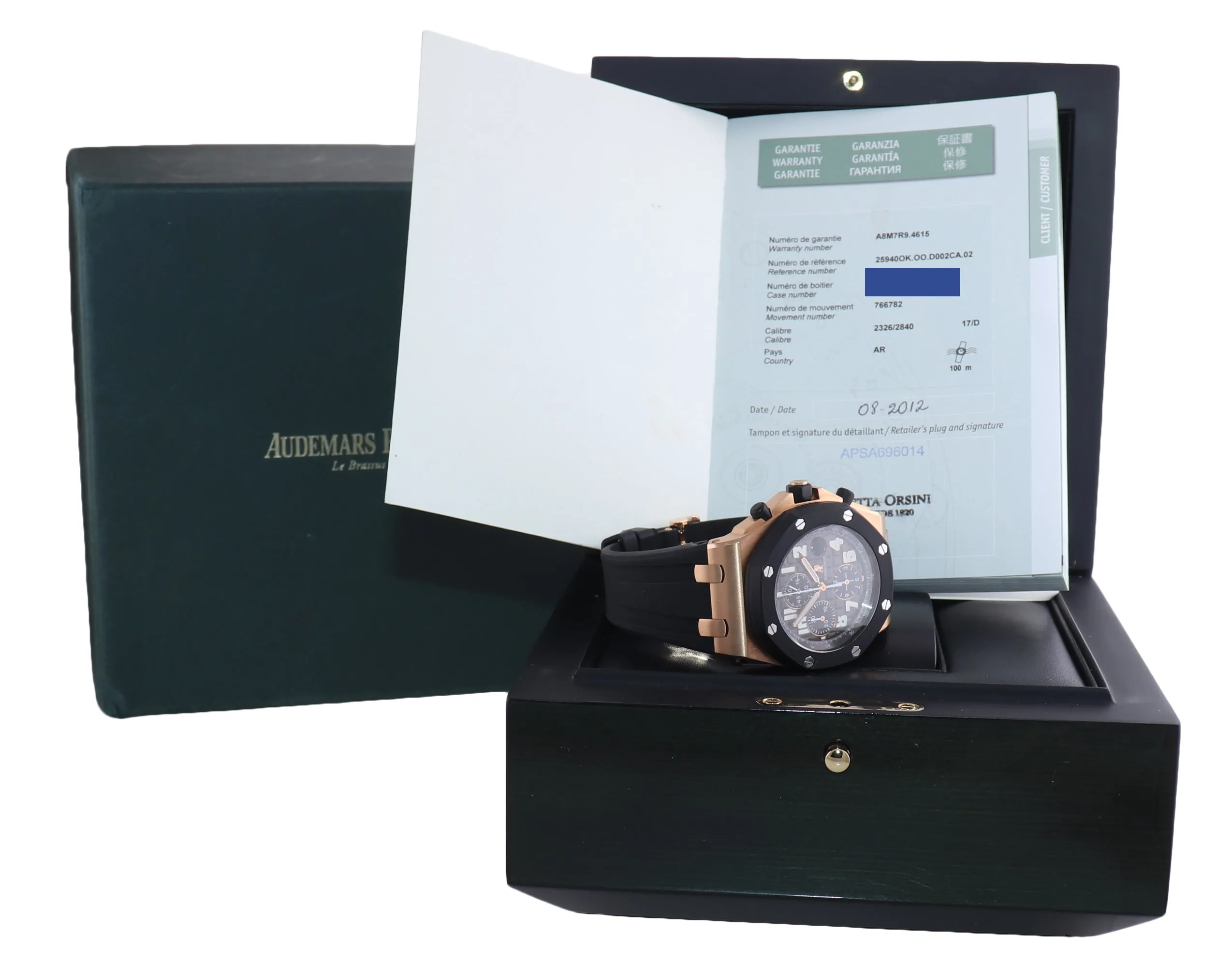 PAPERS Audemars Piguet Royal Oak Offshore Rose Gold 25940OK.OO.D002CA Watch