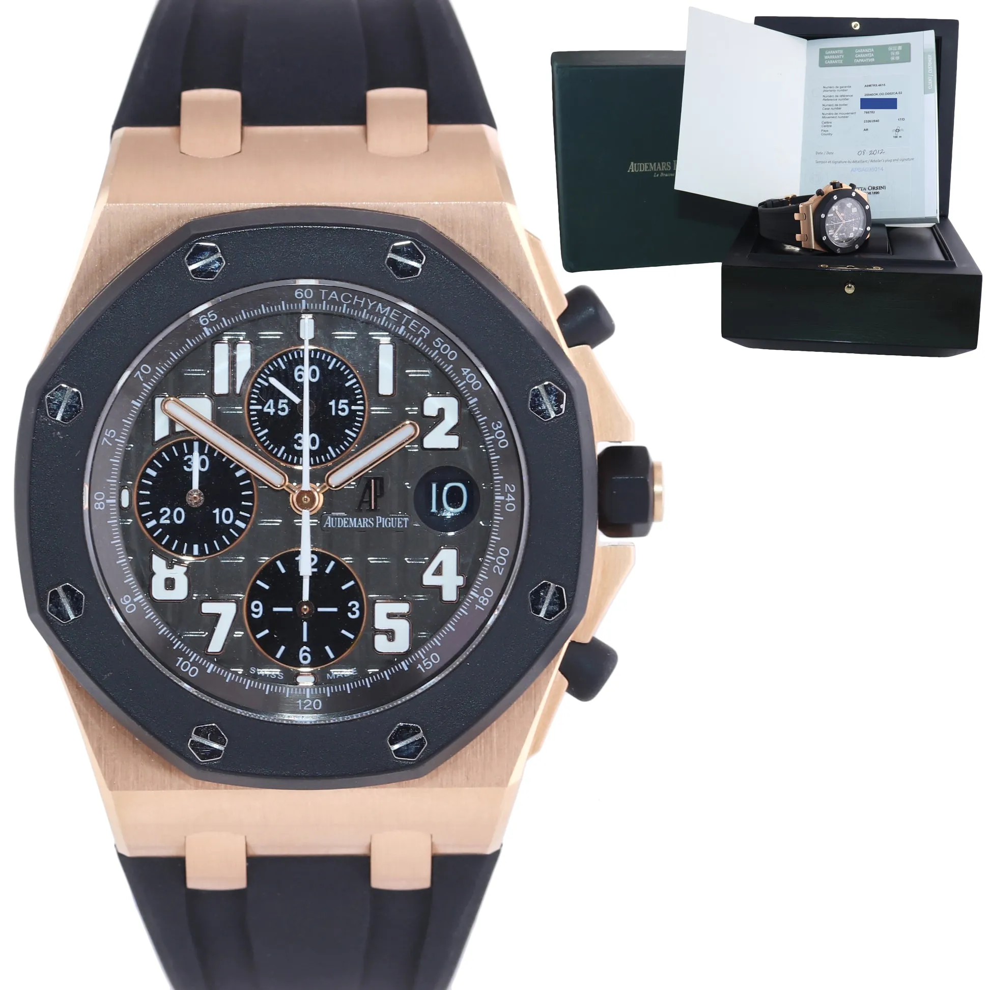 PAPERS Audemars Piguet Royal Oak Offshore Rose Gold 25940OK.OO.D002CA Watch