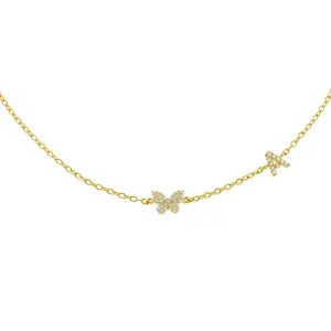 Pavé Butterfly Initial Choker
