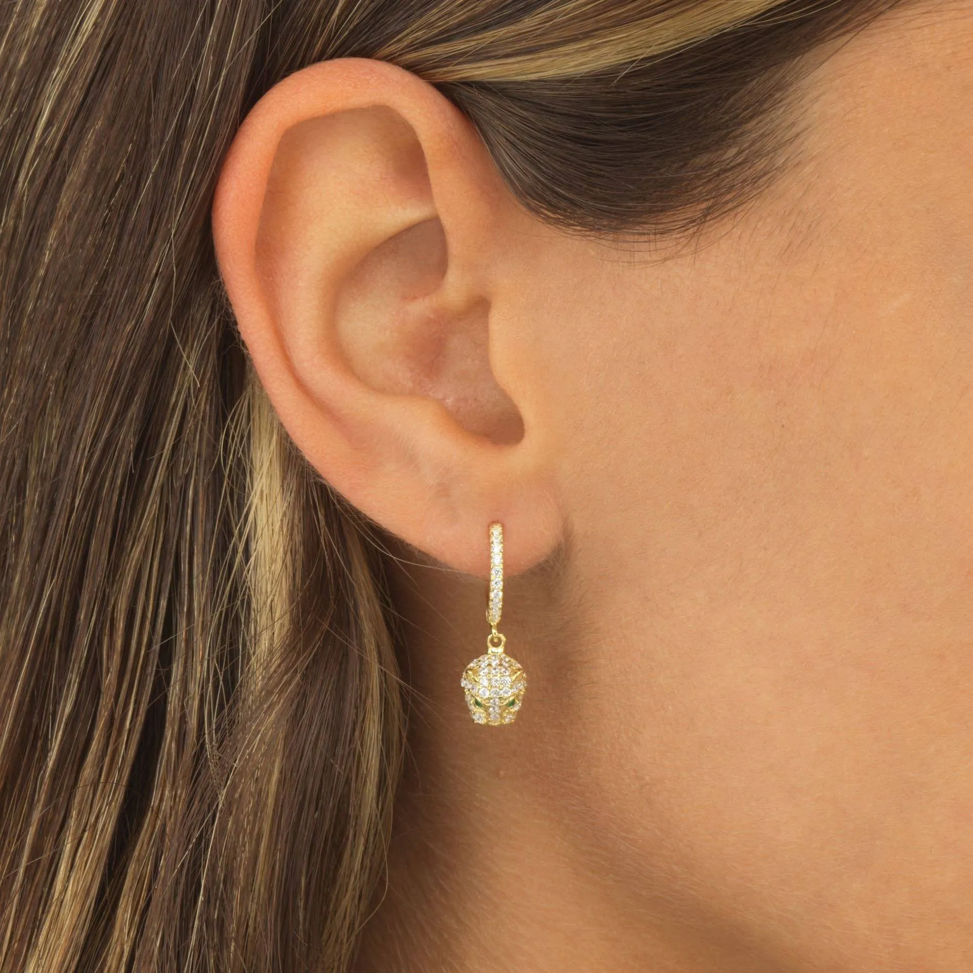 Pavé Panther Huggie Earring