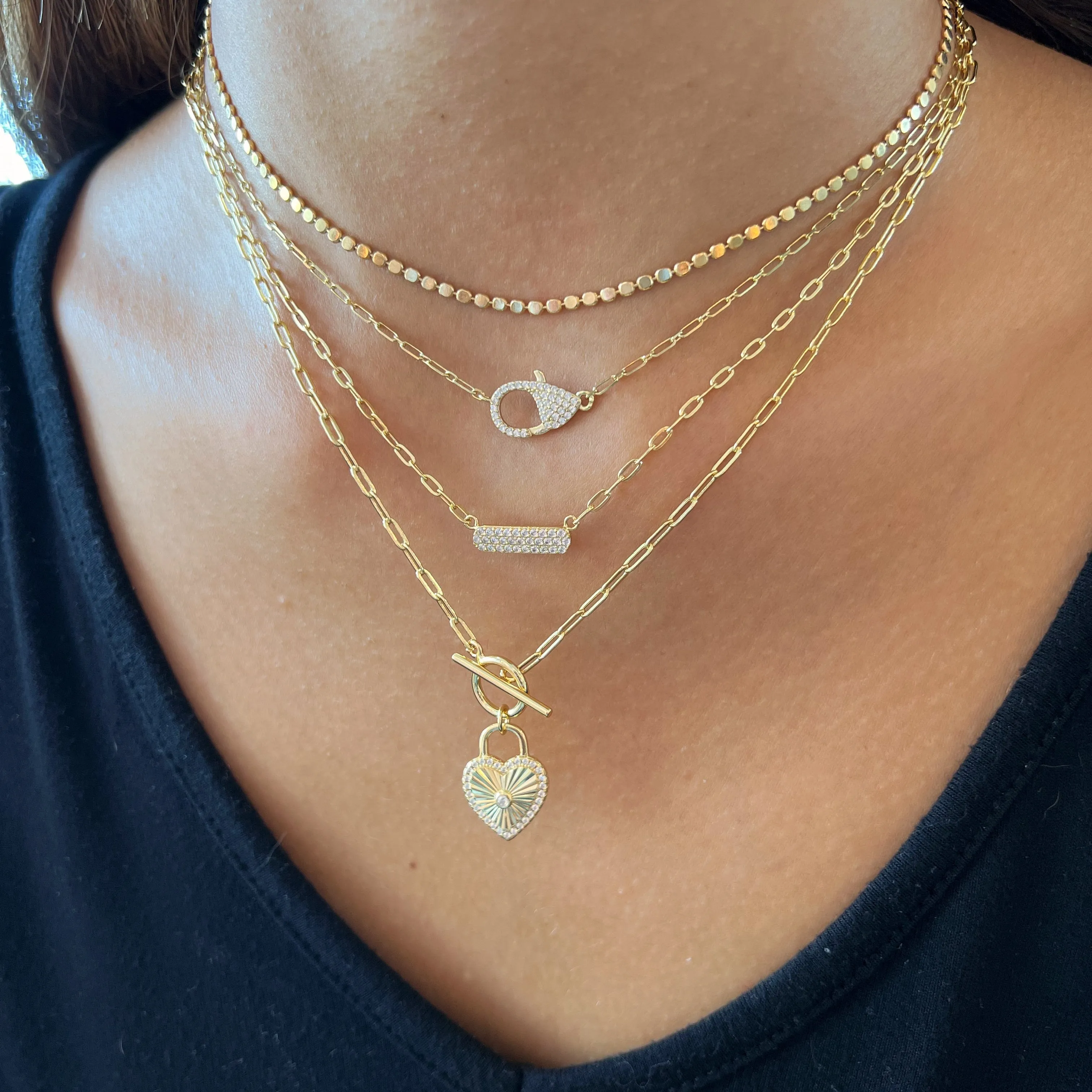 Pave Bar Paperclip Necklace