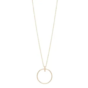 Pave Diamond Circle and Bar Necklace