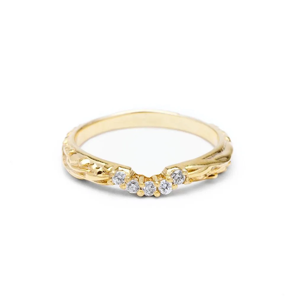 PAVE MATRIX CONTOUR BAND | 14K GOLD & MOISSANITE
