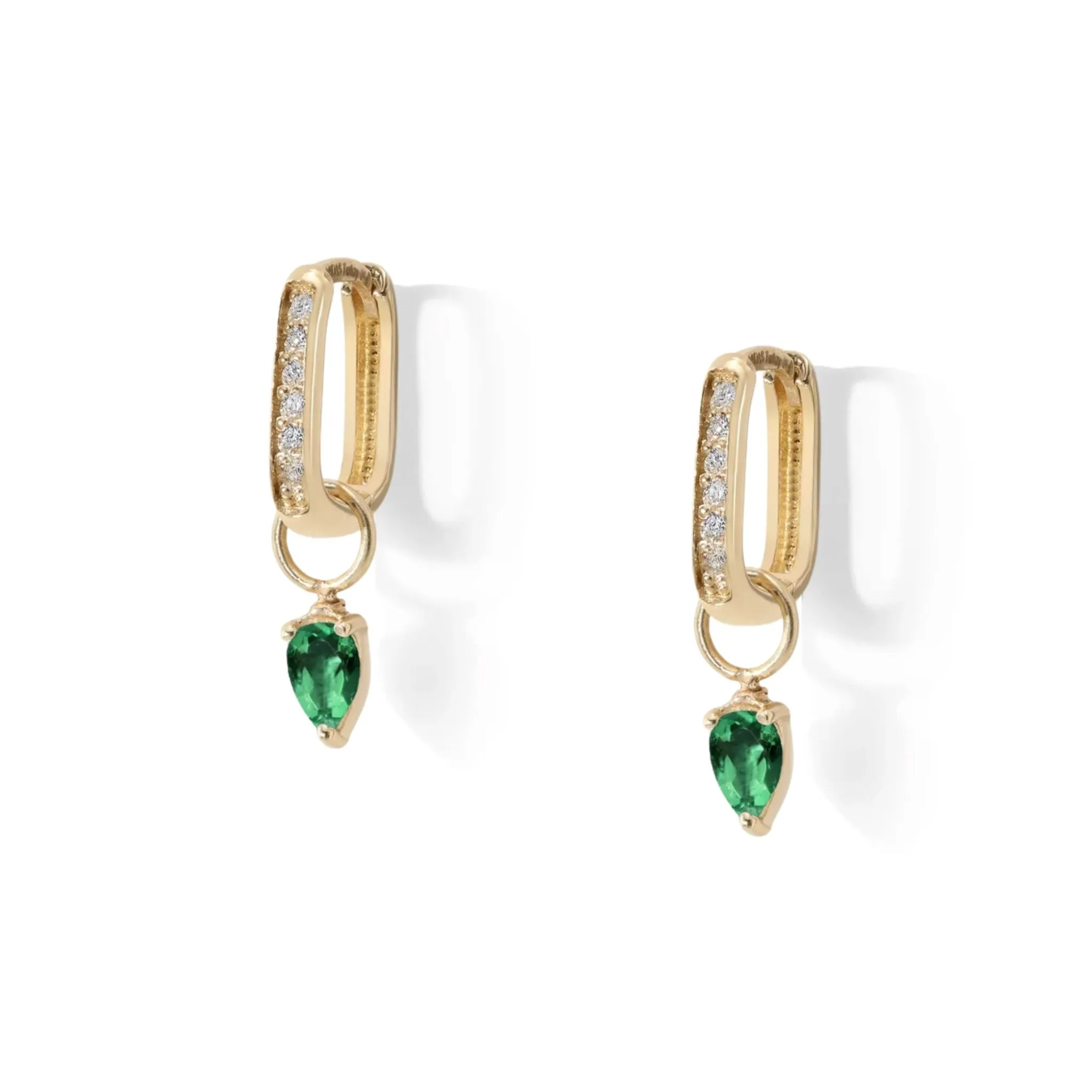 Pear-Shaped Emerald Earring Charms- CHARMS ONLY