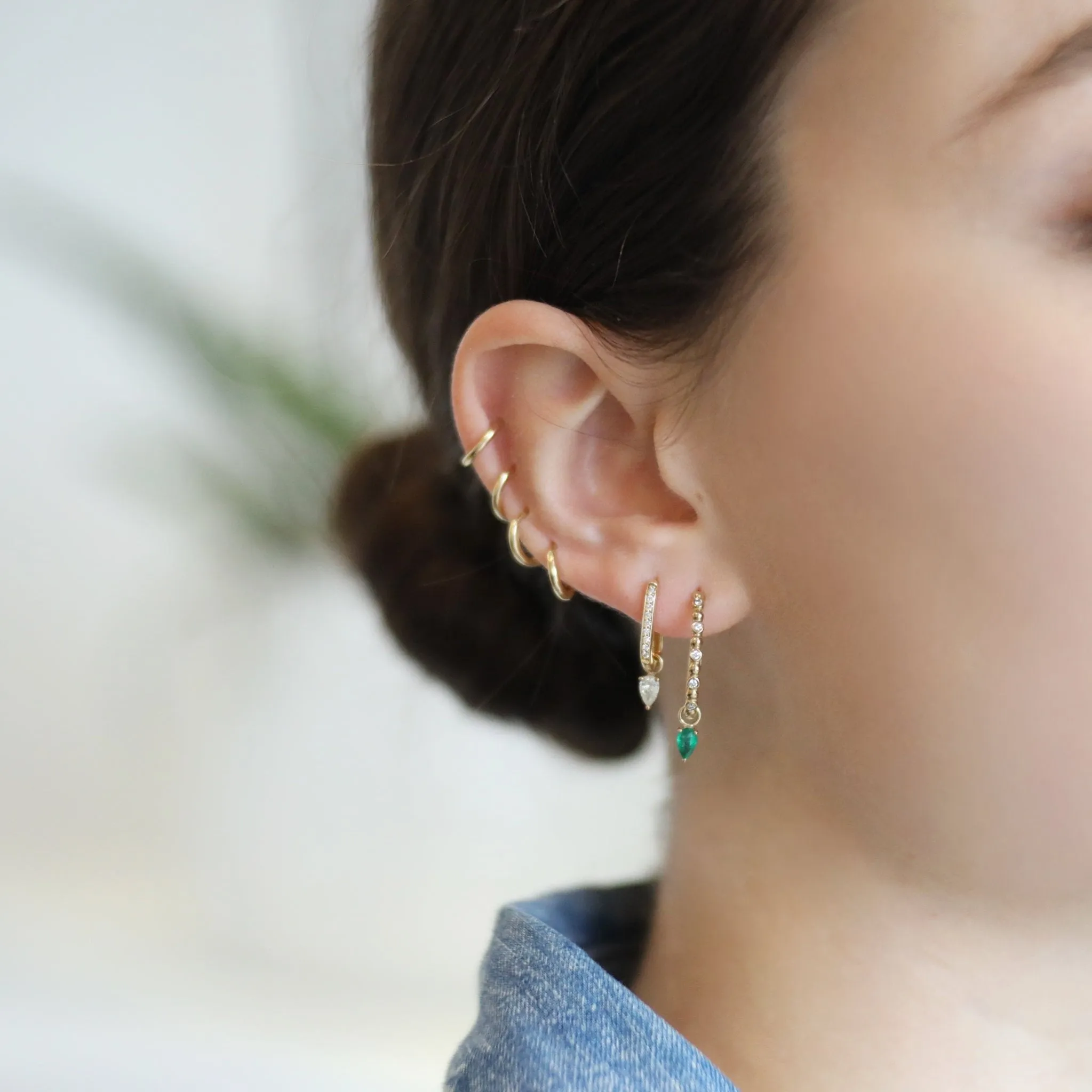 Pear-Shaped Emerald Earring Charms- CHARMS ONLY