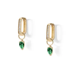 Pear-Shaped Emerald Earring Charms- CHARMS ONLY