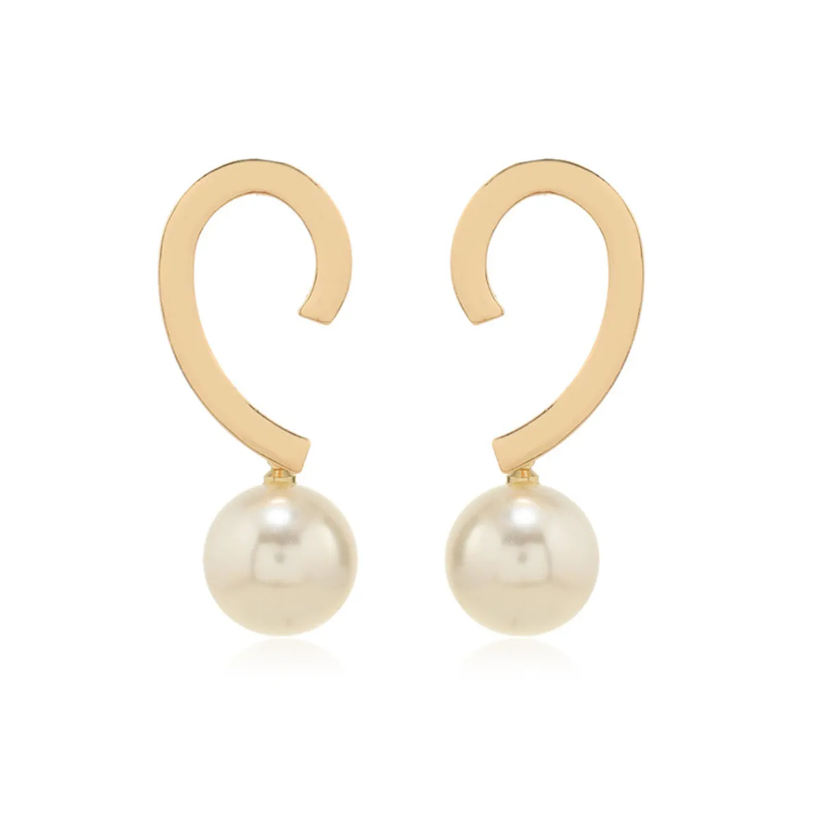Pearl & 18K Gold-Plated Heart Drop Earrings