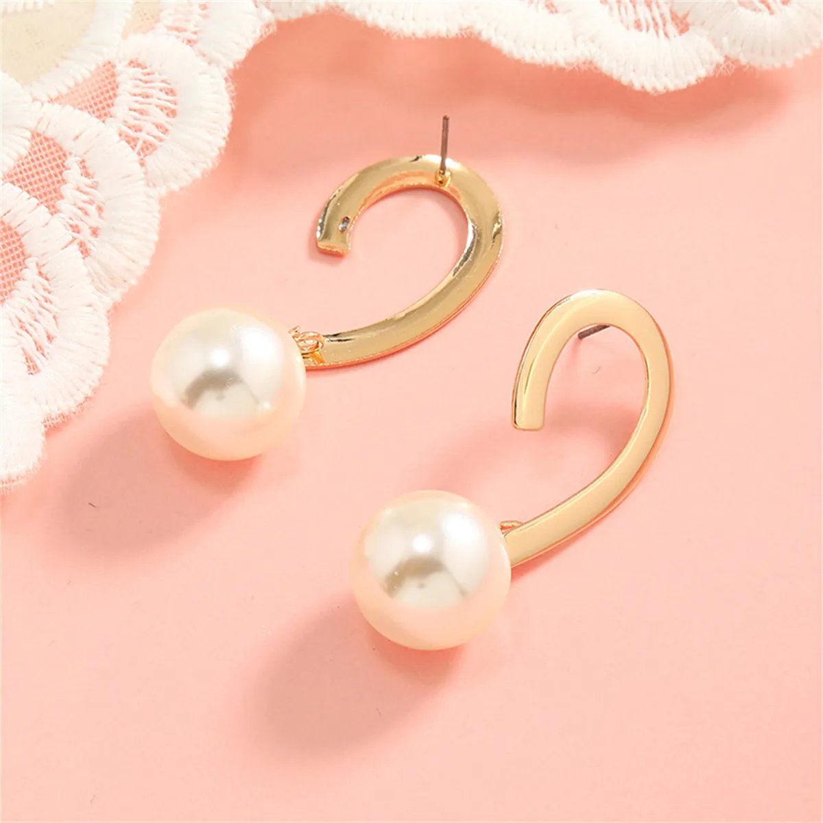 Pearl & 18K Gold-Plated Heart Drop Earrings
