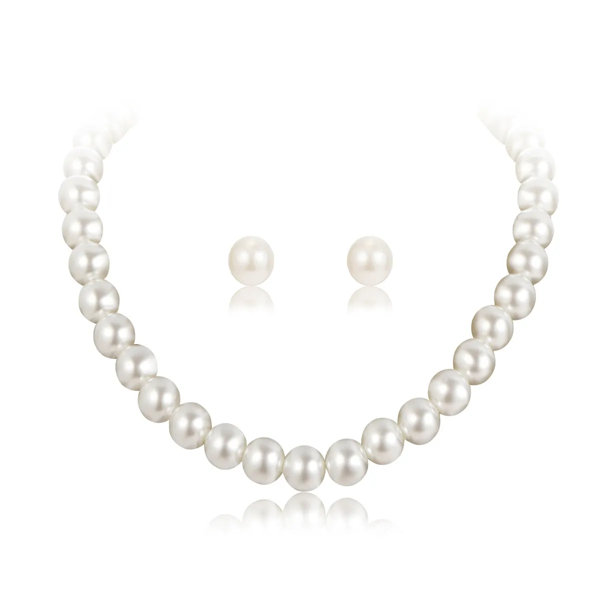 Pearl & 18K Gold-Plated Necklace & Stud Earrings