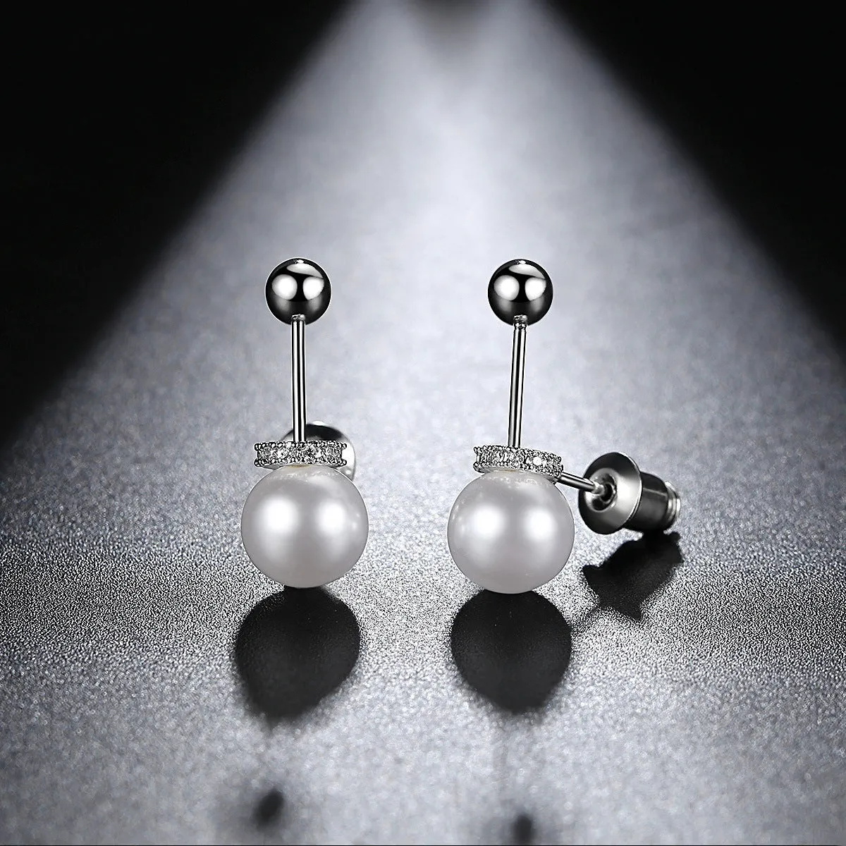 Pearl & Cubic Zirconia Interlocked Drop Earrings