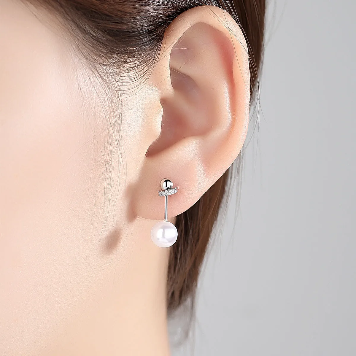 Pearl & Cubic Zirconia Interlocked Drop Earrings