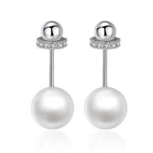 Pearl & Cubic Zirconia Interlocked Drop Earrings