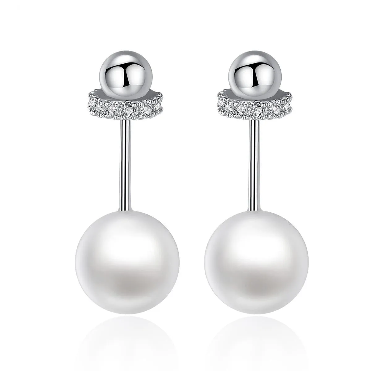 Pearl & Cubic Zirconia Interlocked Drop Earrings