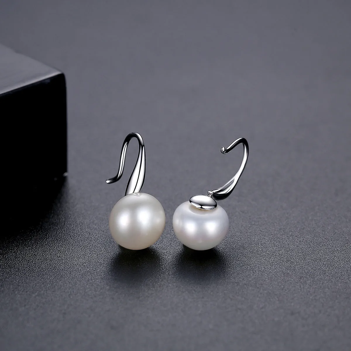 Pearl & Silver-Plated Huggie Earrings