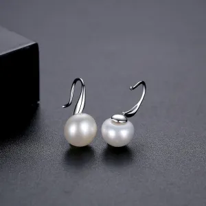 Pearl & Silver-Plated Huggie Earrings