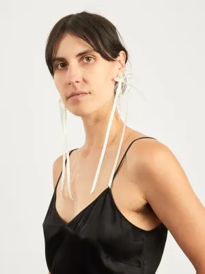 Pearl/Ivory Bow Ribbon Drip Earrings
