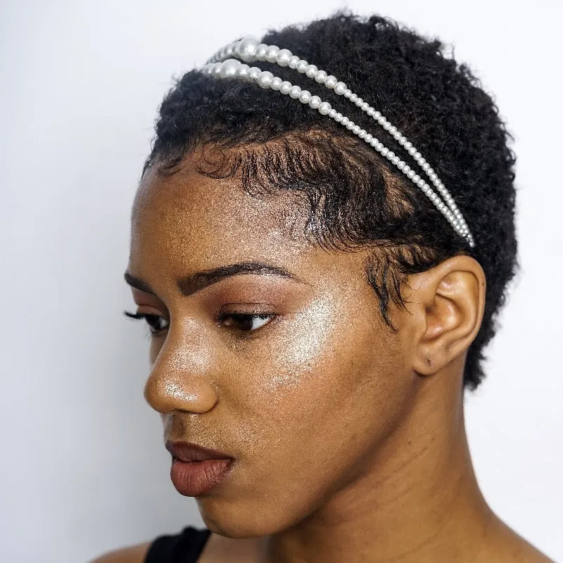 Pearlosity headband and pearl and rhinestone safety pin earrings set