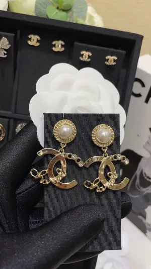 Pearls - Goldtone Dangle Earrings