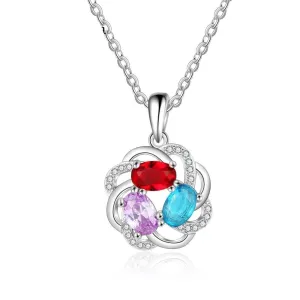 Personalized Copper 3 Oval Birthstones Pendant Necklace, Fashion Jewelry Gift for Women