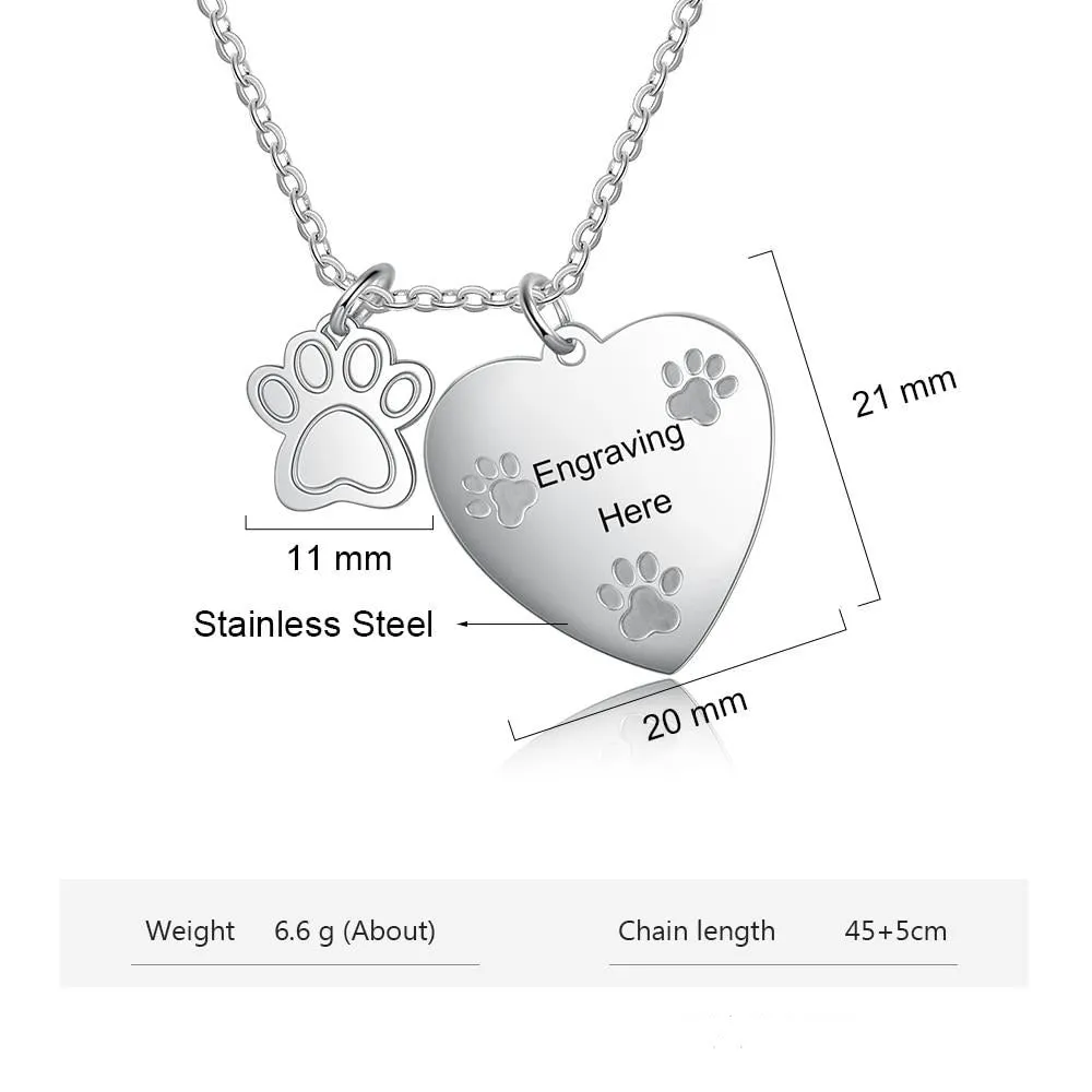 Personalized Pet Paw Engraving Necklace