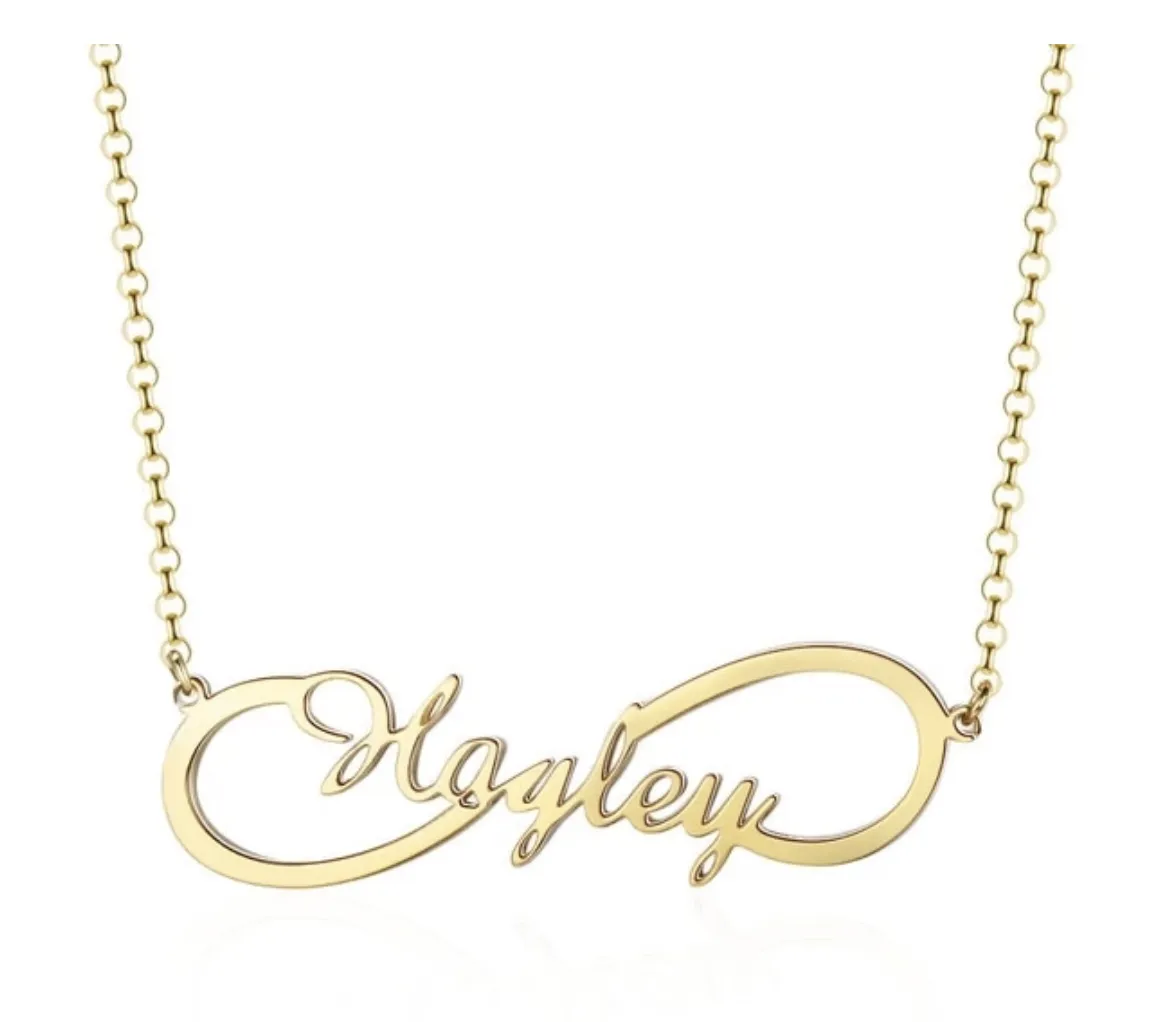 Personalized Sterling Silver Necklace - Infinity Name Pendant Necklaces - Custom Nameplate - Customized Gift