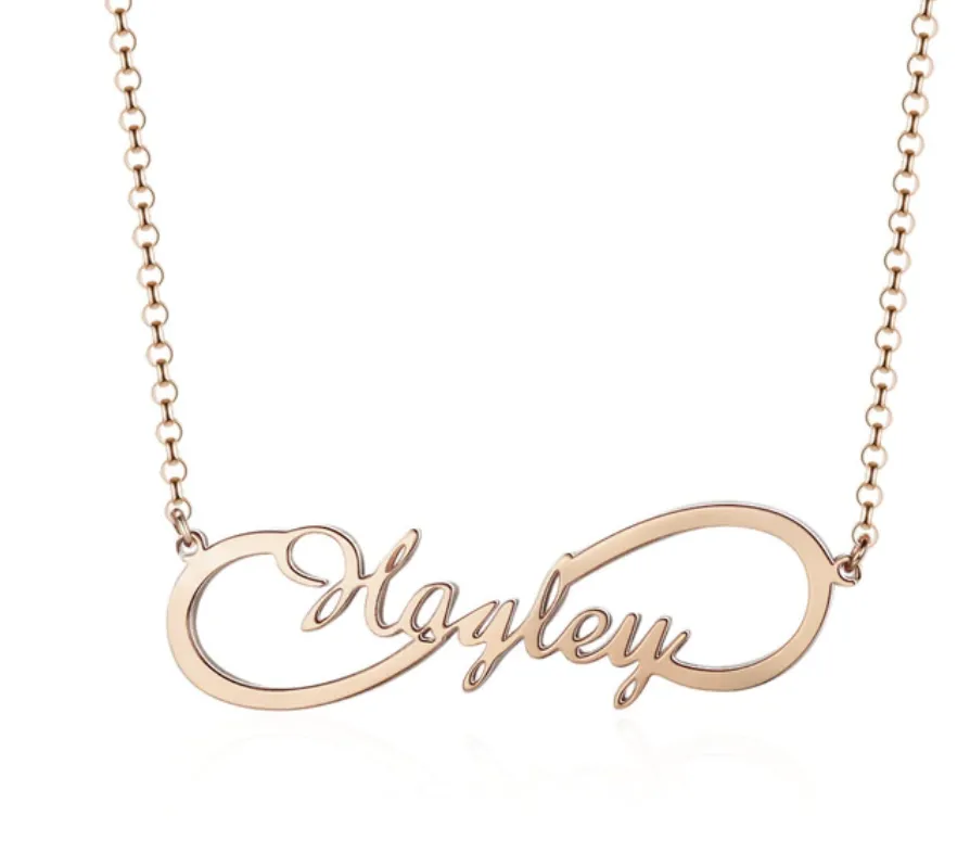 Personalized Sterling Silver Necklace - Infinity Name Pendant Necklaces - Custom Nameplate - Customized Gift