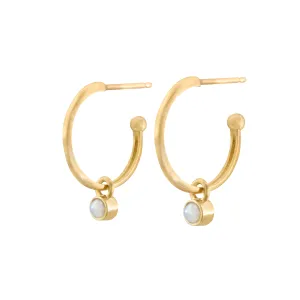 Petite Halo Huggies with Pearl Charms