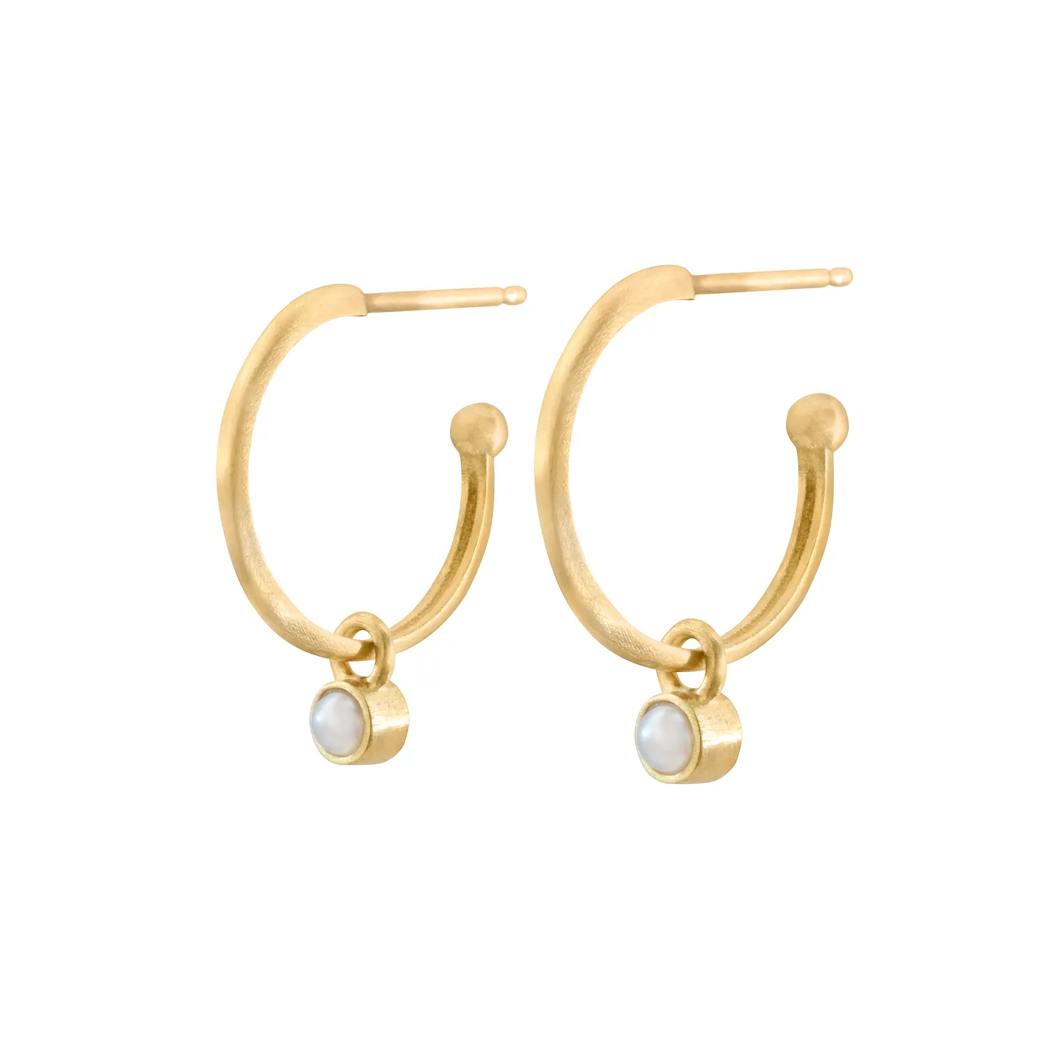 Petite Halo Huggies with Pearl Charms