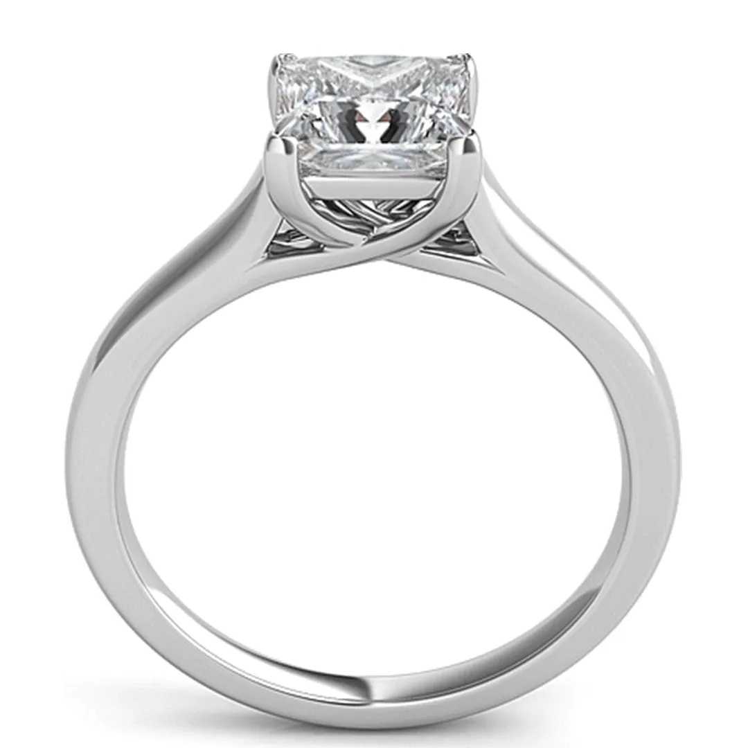 Petite Trellis Princess Cut Solitaire Diamond Engagement Ring