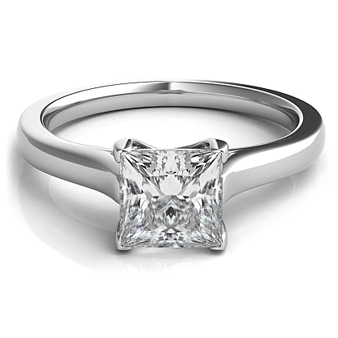 Petite Trellis Princess Cut Solitaire Diamond Engagement Ring