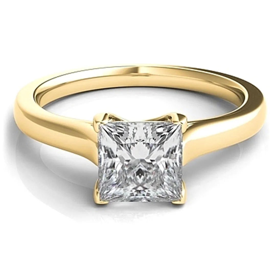 Petite Trellis Princess Cut Solitaire Diamond Engagement Ring