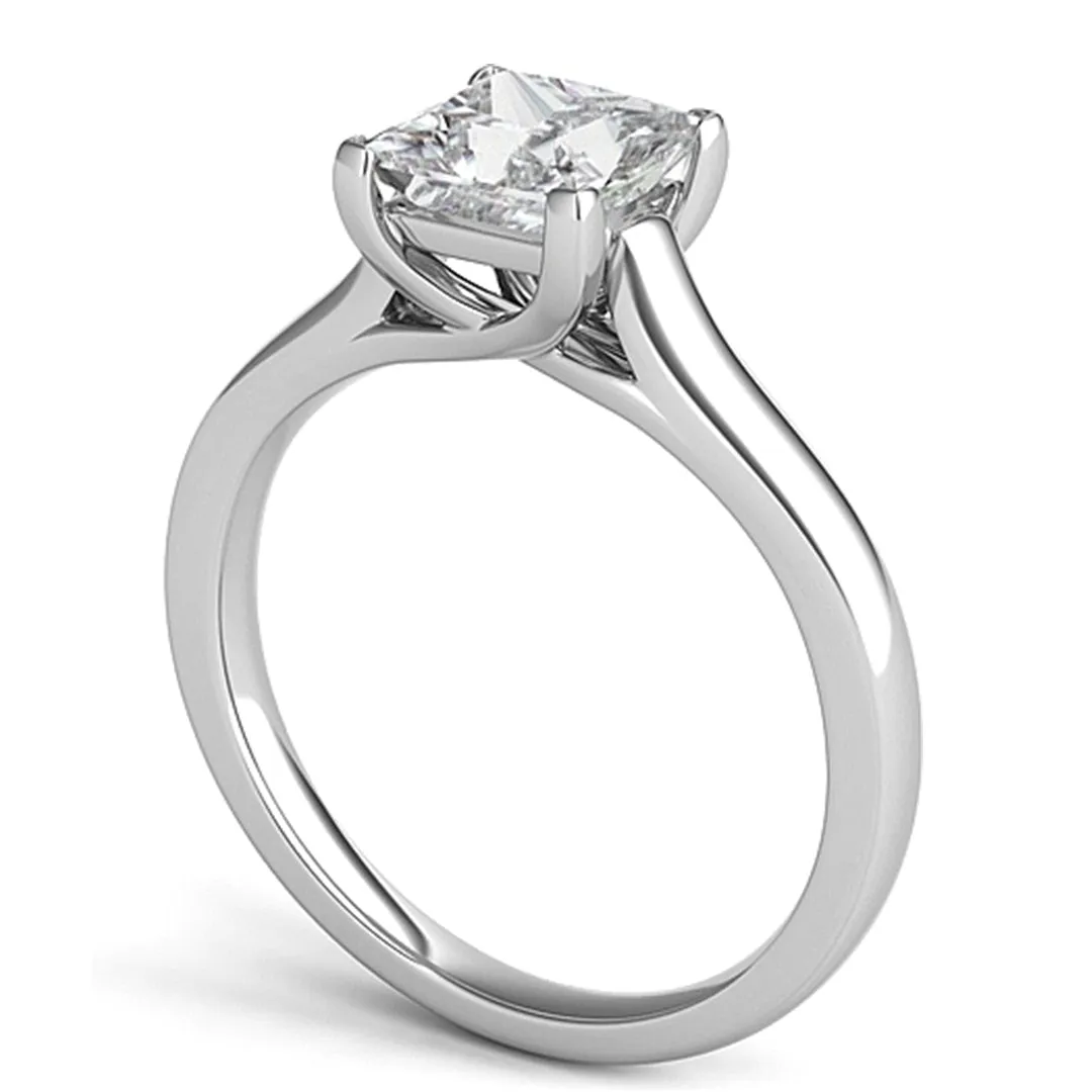 Petite Trellis Princess Cut Solitaire Diamond Engagement Ring