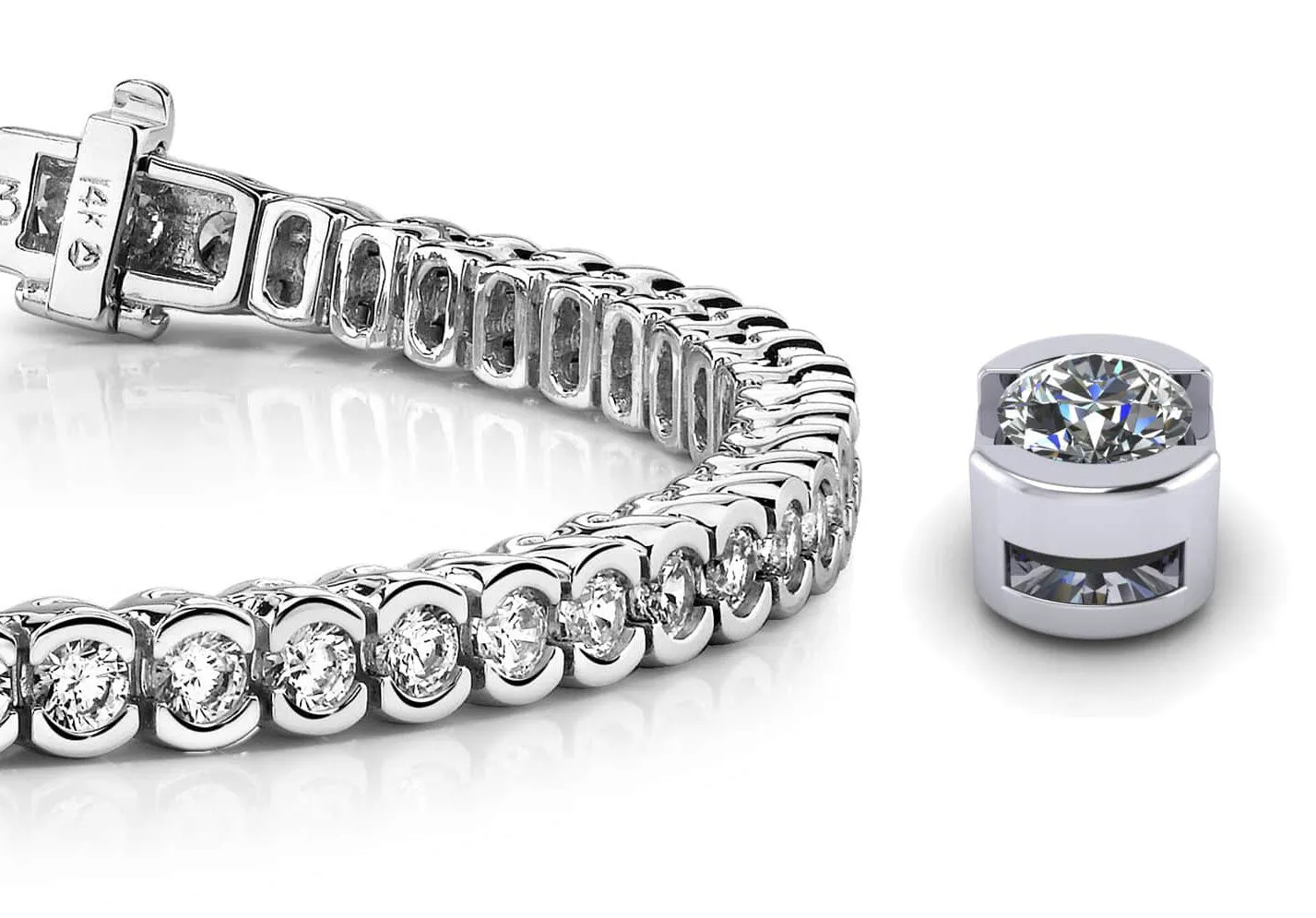 Pillow Bezel Set Lab-Grown Diamond Tennis Bracelet with 7.92 ct.(finished) 3.75mm