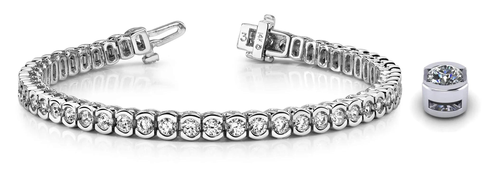 Pillow Bezel Set Lab-Grown Diamond Tennis Bracelet with 7.92 ct.(finished) 3.75mm