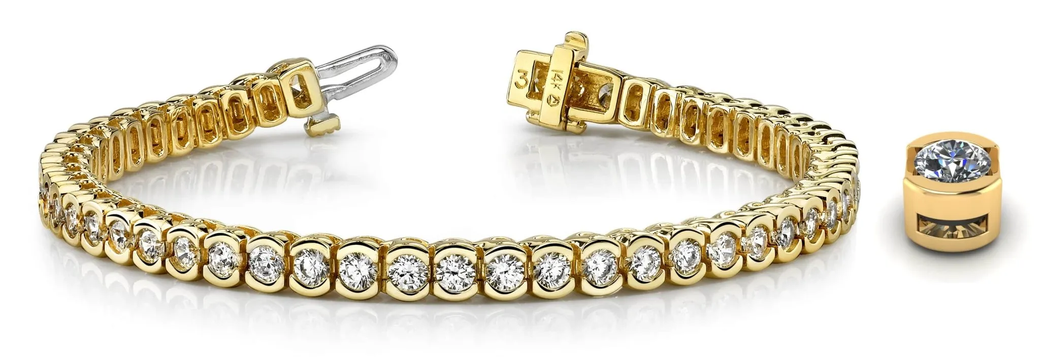 Pillow Bezel Set Lab-Grown Diamond Tennis Bracelet with 7.92 ct.(finished) 3.75mm