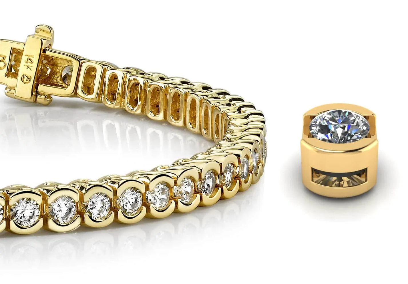 Pillow Bezel Set Lab-Grown Diamond Tennis Bracelet with 7.92 ct.(finished) 3.75mm