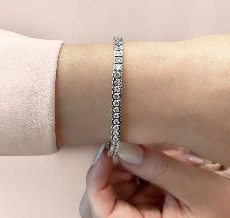 Pillow Bezel Set Lab-Grown Diamond Tennis Bracelet with 7.92 ct.(finished) 3.75mm